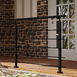 AICA SANITAIRE - Garde-corps Aluminium noir mat - 150cm x H.100cm - Rampe escalier avec 5 traverses - Intérieur et extérieur - Fixation à plat - vignette