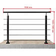 AICA SANITAIRE - Garde-corps Aluminium noir mat - 150cm x H.100cm - Rampe escalier avec 5 traverses - Intérieur et extérieur - Fixation à plat - vignette