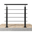 AICA SANITAIRE - Garde-corps Aluminium noir mat - 100cm x H.100cm - Rampe escalier avec 5 traverses - Intérieur et extérieur - Fixation à plat - vignette