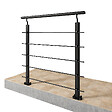 AICA SANITAIRE - Garde-corps Aluminium noir mat - 100cm x H.100cm - Rampe escalier avec 5 traverses - Intérieur et extérieur - Fixation à plat - vignette