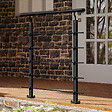 AICA SANITAIRE - Garde-corps Aluminium noir mat - 100cm x H.100cm - Rampe escalier avec 5 traverses - Intérieur et extérieur - Fixation à plat - vignette