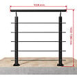 AICA SANITAIRE - Garde-corps Aluminium noir mat - 100cm x H.100cm - Rampe escalier avec 5 traverses - Intérieur et extérieur - Fixation à plat - vignette