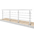 AICA SANITAIRE - Garde-corps Aluminium argenté mat - 300cm x H.100cm - Rampe escalier avec 5 traverses - Intérieur et extérieur - Fixation à plat - vignette