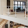AICA SANITAIRE - Garde-corps Aluminium argenté mat - 300cm x H.100cm - Rampe escalier avec 5 traverses - Intérieur et extérieur - Fixation à plat - vignette