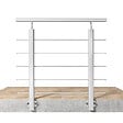 AICA SANITAIRE - Garde-corps Aluminium argenté mat - 100cm x H.100cm - Rampe escalier avec 5 traverses - Intérieur et extérieur - Pose latérale - vignette