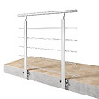 AICA SANITAIRE - Garde-corps Aluminium argenté mat - 100cm x H.100cm - Rampe escalier avec 5 traverses - Intérieur et extérieur - Pose latérale - vignette
