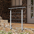 AICA SANITAIRE - Garde-corps Aluminium argenté mat - 100cm x H.100cm - Rampe escalier avec 5 traverses - Intérieur et extérieur - Pose latérale - vignette