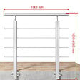 AICA SANITAIRE - Garde-corps Aluminium argenté mat - 100cm x H.100cm - Rampe escalier avec 5 traverses - Intérieur et extérieur - Pose latérale - vignette
