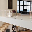 AICA SANITAIRE - Garde-corps Aluminium argenté mat - 500cm x H.100cm - Rampe escalier avec 5 traverses - Intérieur et extérieur - Fixation à plat - vignette