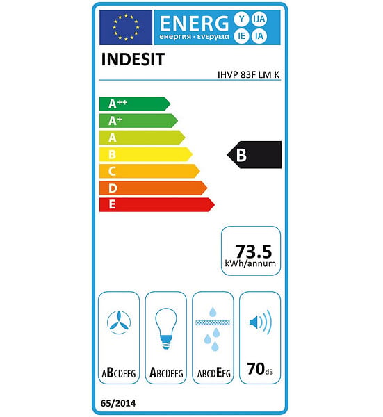 INDESIT - hotte décorative inclinée 80cm 647m3/h verre/noir - ihvp83flmk - large