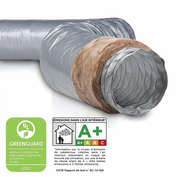 NATHER - Gaine flexible PVC isolé laine ép.25 mm ECOSOFT 10 mètres - Diamètre (mm): 125 - large