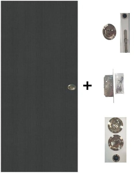 GD MENUISERIES - Porte Coulissante Effet Chêne Anthracite Grey Oak H204 x L83 cm, Serrure a condamnation - large