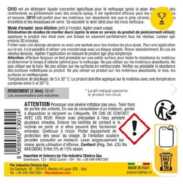 FILA - Nettoyant pour résidus époxy CR10 - Bidon 1L- réf : 53001012 - FILA - large