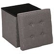 ATMOSPHERA - 2 en 1 Pouf pliant et coffre de rangement Gris Taupe aspect Lin 38 x 38 cm - vignette