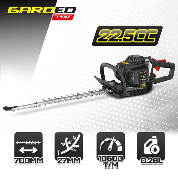GARDEO PRO - Taille haies thermique 22.5CC avec poignée arrière rotative - Lame 700mm - large