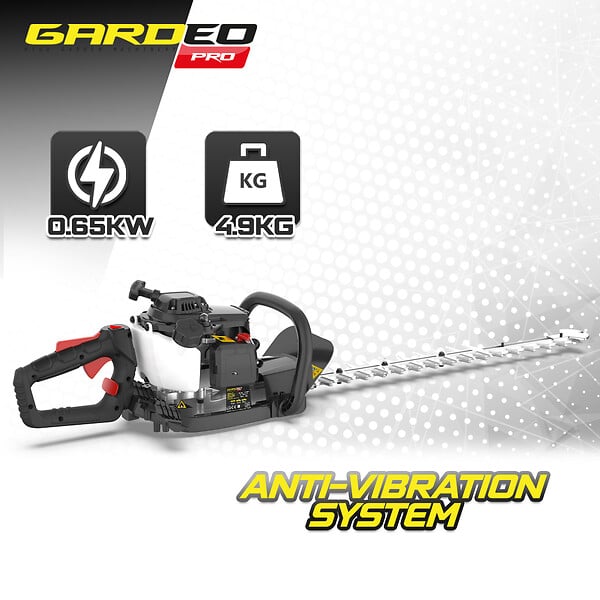 GARDEO PRO - Taille haies thermique 22.5CC avec poignée arrière rotative - Lame 700mm - large