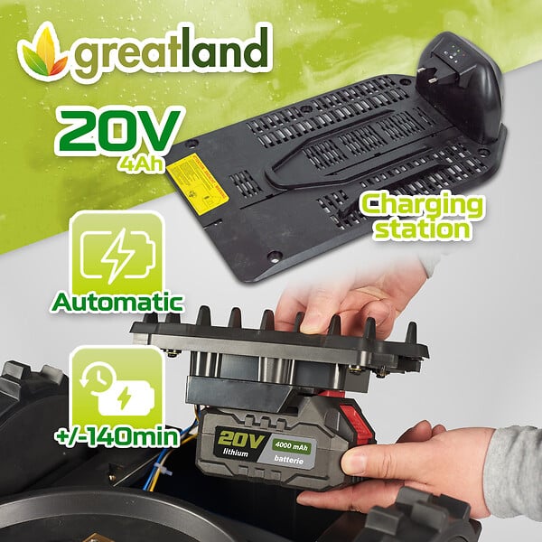 GREATLAND - Robot tondeuse 20V - 900M² - Largeur de coupe 18cm - large