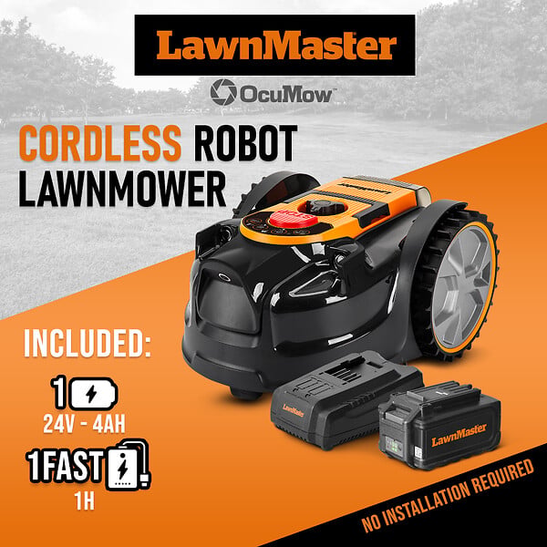 LAWNMASTER - Robot tondeuse autonome 24V sans fil périmétrique - Le robot le plus simple du marché - large