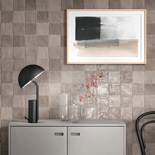 RO'MA NATURE - Carrelage effet Zellige Greige 10x10x0,85 cm Brillant Orisel - Mur intérieur (vendu par carton de 0,6 m²) - large