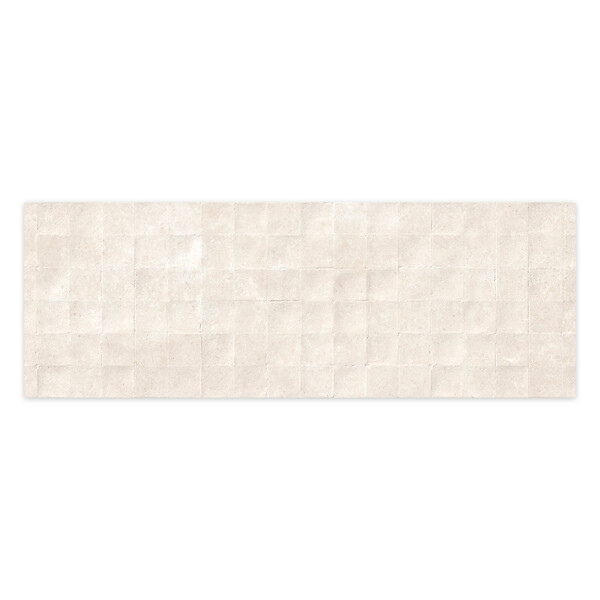 RO'MA NATURE - Carrelage effet Béton 3D Beige Lin Cuadro 100x33,3x0,98 cm Montelis - Mur intérieur (vendu par carton de 1,67 m²) - large