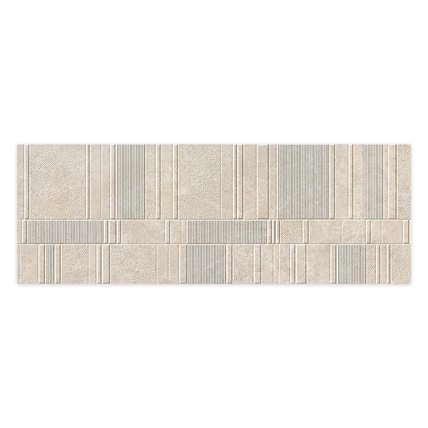 RO'MA NATURE - Carrelage effet Pierre 3D Beige Sable Stripe 100x33,3x0,98 cm Serdano - Mur intérieur (vendu par carton de 1,67 m²) - large