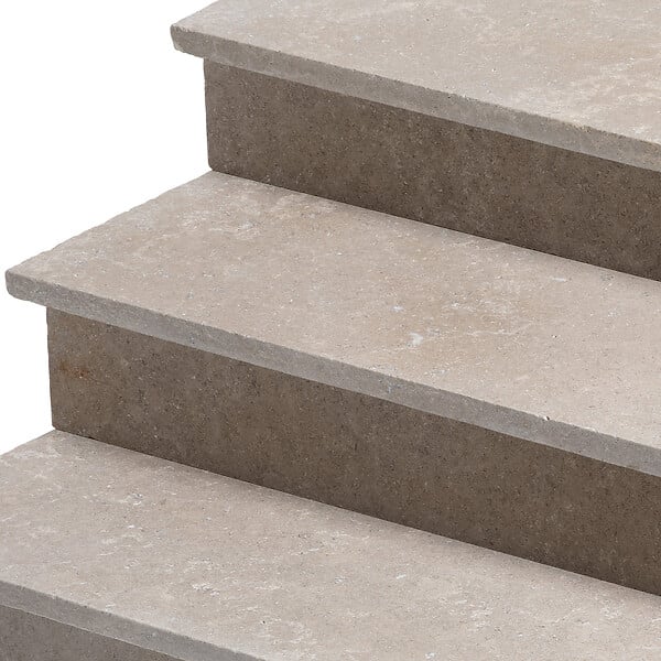 RO'MA NATURE - Dessus de marche Pierre d'Egypte Beige 100x35x3 cm Bord Droit (à l'unité) - large