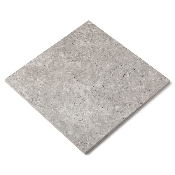 RO'MA NATURE - Carrelage effet Travertin Gris 60x60x2 cm Pietra - Sol extérieur (vendu par 0,72 m² soit 2 dalles) - large