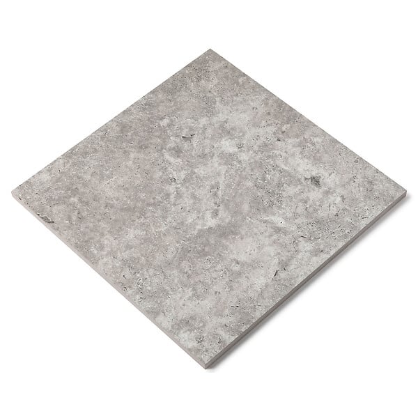 RO'MA NATURE - Carrelage effet Travertin Gris 60x60x2 cm Pietra - Sol extérieur (vendu par 0,72 m² soit 2 dalles) - large