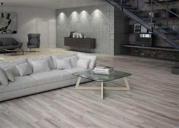 HALCON - Carrelage de sol effet bois - Série ATELIER (23,3 x 120 cm) - Dimensions: 23.3x120 cm - Coloris: Natural - Non rectifié - Epaisseur: 7.8 mm - large