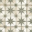 RO'MA NATURE - Carrelage Vintage effet Carreau ciment Etoile Verte et Fond Blanc 45x45x0,95 cm Sparta - Sol et mur intérieur (vendu par carton de 1 m²) - vignette