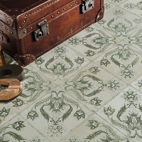 RO'MA NATURE - Carrelage Vintage Vert Leptis 45x45x0,95 cm Camoria - Sol et mur intérieur (vendu par carton de 1 m²) - large