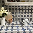 RO'MA NATURE - Carrelage Vintage Bleu Damier 33x33x0,95 cm Solmira - Sol et mur intérieur (vendu par carton de 1,09 m²) - vignette