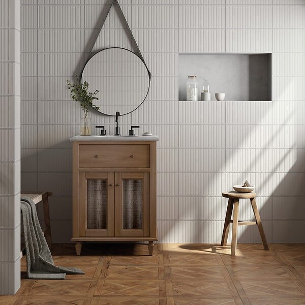 RO'MA NATURE - Carrelage Vintage effet Parquet Bois Brut Vieilli Versailles 45x45x0,95 cm Virelno - Sol intérieur (vendu par carton de 1 m²) - large