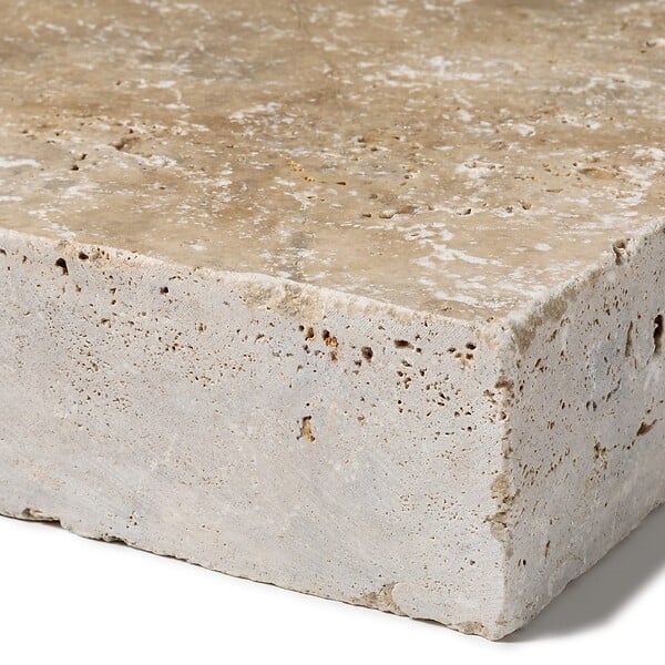 RO'MA NATURE - Margelle de piscine Travertin Beige Nuancé 61x33x8 cm Bord Droit (à l'unité) - large