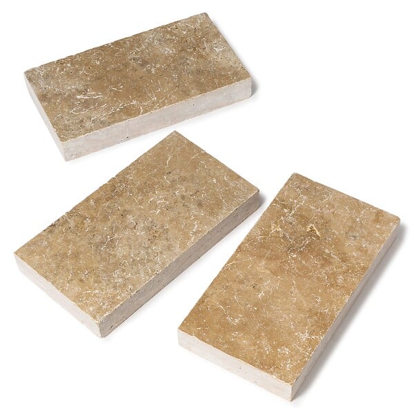RO'MA NATURE - Margelle de piscine Travertin Beige Nuancé 61x33x8 cm Bord Droit (à l'unité) - large