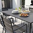 OVIALA - Ensemble table de Jardin et 8 fauteuils en métal gris - Palavas - vignette