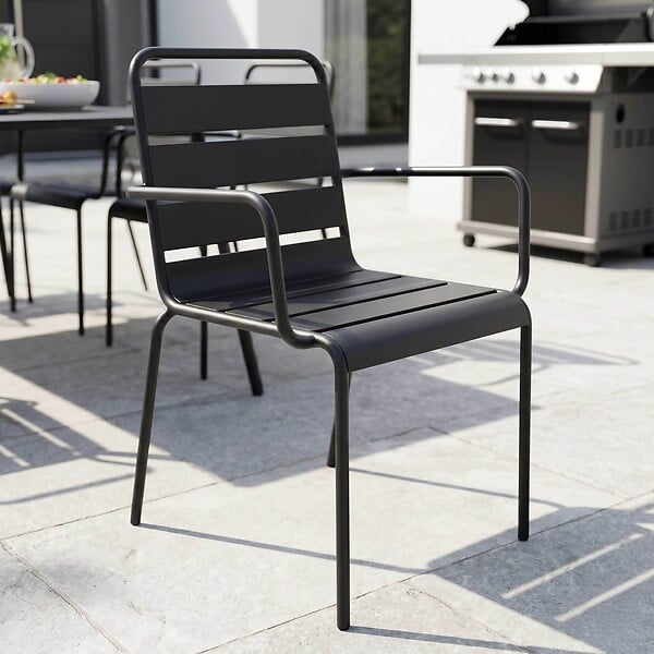 OVIALA - Ensemble table de Jardin et 8 fauteuils en métal gris - Palavas - large