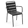 OVIALA - Ensemble table de Jardin et 8 fauteuils en métal gris - Palavas - vignette