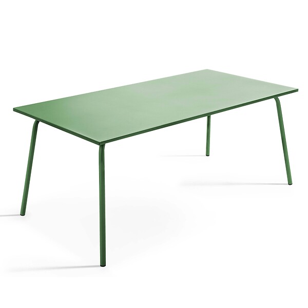 OVIALA - Ensemble table de jardin et 8 fauteuils en métal vert cactus - Palavas - large