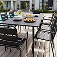 OVIALA - Ensemble table de Jardin et 8 fauteuils en métal noir - Palavas - vignette