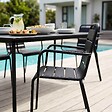 OVIALA - Ensemble table de Jardin et 8 fauteuils en métal noir - Palavas - vignette