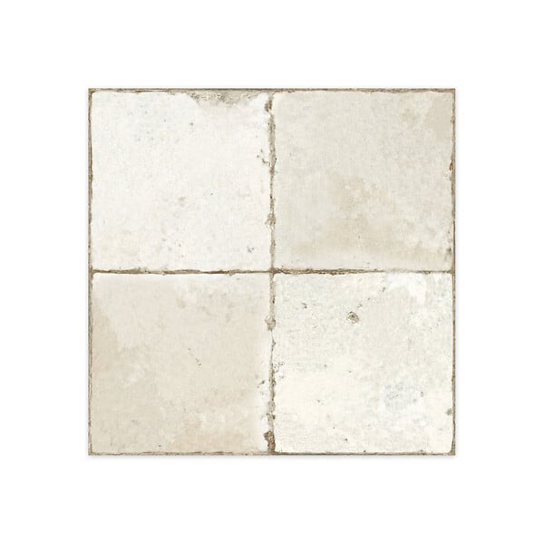 RO'MA NATURE - Carrelage Vintage effet Carreau ciment Blanc 45x45x0,95 cm Azoria - Sol et mur intérieur (vendu par carton de 1 m²) - large