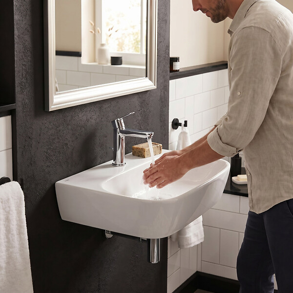 SWISS AQUA TECHNOLOGIES - Lave-mains suspendu 43 x 30 cm blanc pour WC sans trop-plein SAT Brevis (SATBRE4330R) - large