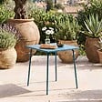 OVIALA - Table de jardin carrée en métal 4 places 70 cm bleu pacific - Palavas - vignette