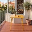 OVIALA - Table de jardin carrée en métal 4 places 70 cm  jaune - Palavas - vignette