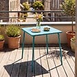 OVIALA - Table de jardin carrée en métal 4 places 70 cm bleu - Palavas - vignette