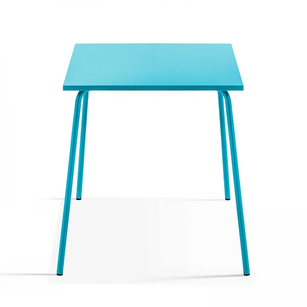 OVIALA - Table de jardin carrée en métal 4 places 70 cm bleu - Palavas - large
