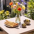 OVIALA - Table de jardin carrée en métal 4 places 70 cm taupe - Palavas - vignette