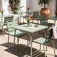 OVIALA - Table de jardin carrée en métal vert sauge 70cm - Palavas - vignette