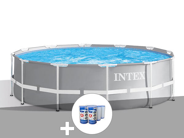 INTEX - Kit piscine tubulaire Intex Prism Frame ronde 3,66 x 0,99 m + 6 cartouches de filtration - large